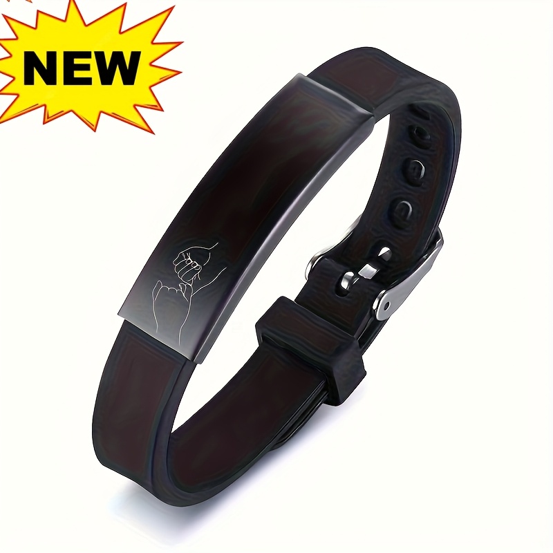 Image of Personalized Silicone Bracelet With Custom Engraving For , Featuring Names And Dates, Perfect As A Statement Piece Of Jewelry For Youth And Adults, Ideal For Birthday Gifts