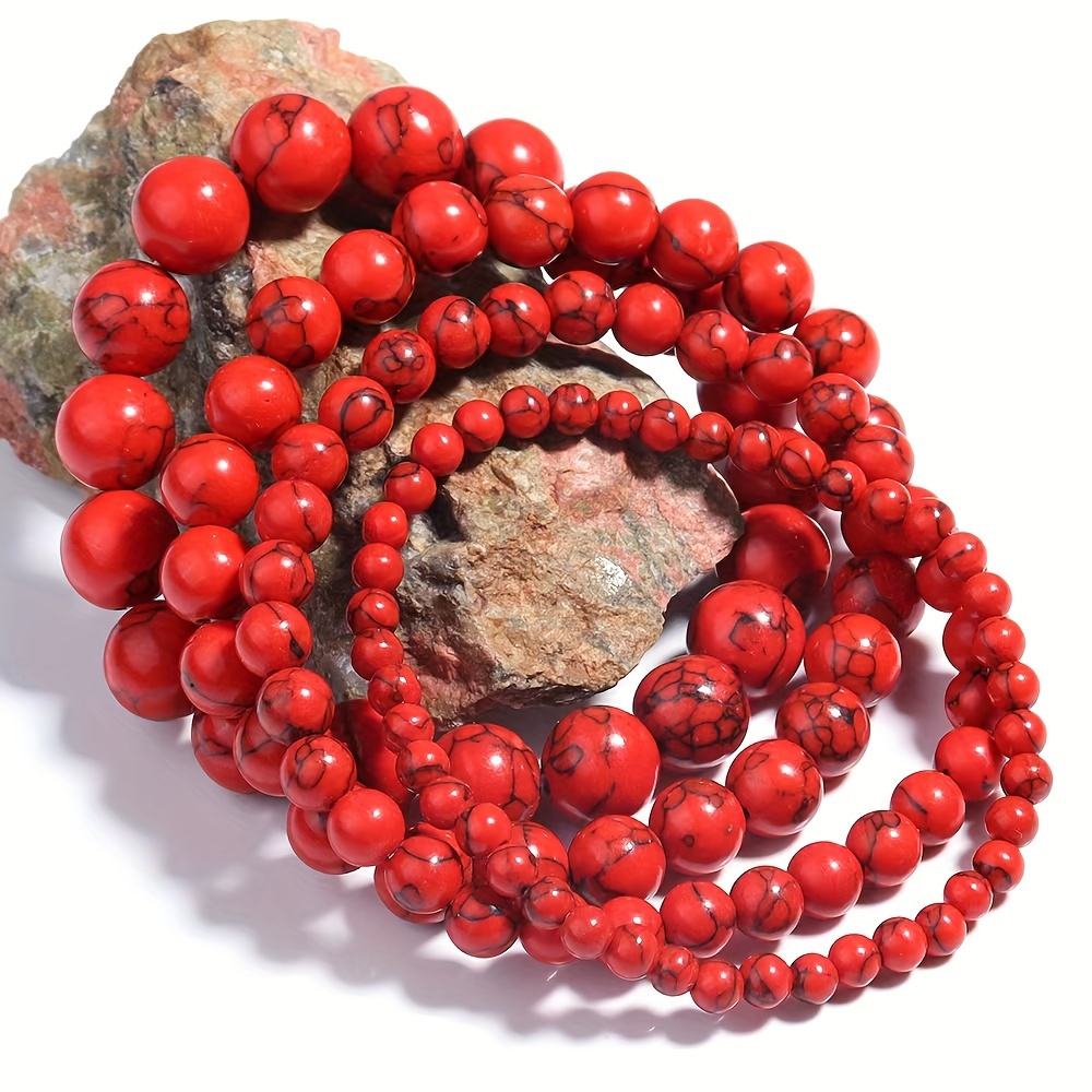 4pc Women's Natural Red Turquoise Bracelet Set