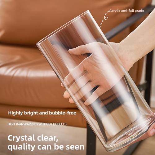 1pc 2pcs transparent acrylic cylindrical vase living room floral arrangement straight cylinder vase home hydroponics plant container decorative vase ornaments transparent vase for wedding decoration and indoor home decor