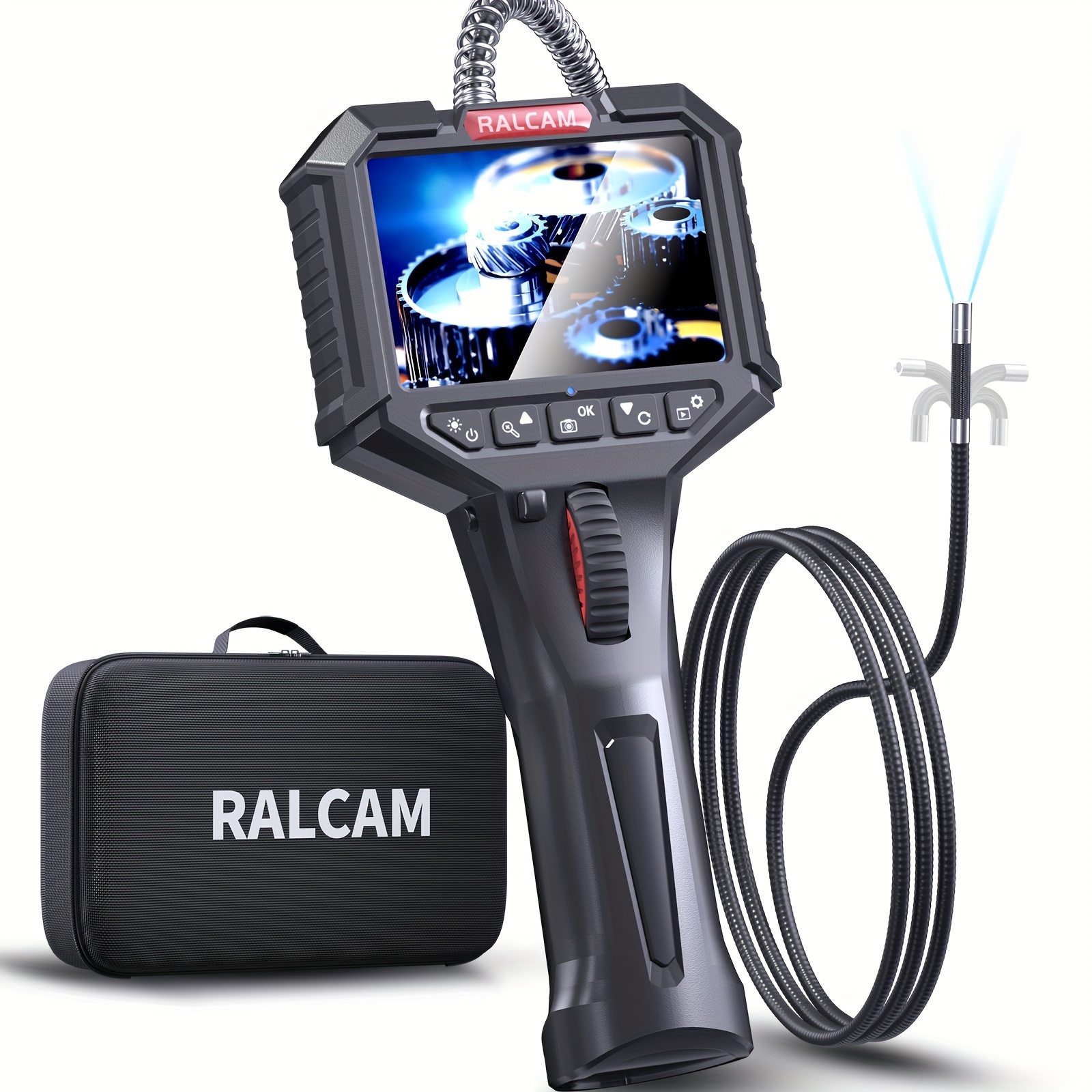 Image of 2-way Endoscope Camera With Light, 0.33in Inspection Camera, 8 Adjustable Led Lights, Oil-proof Camera For Automotive Aircraft Mechanics 3.3ft Semi-rigid Cable