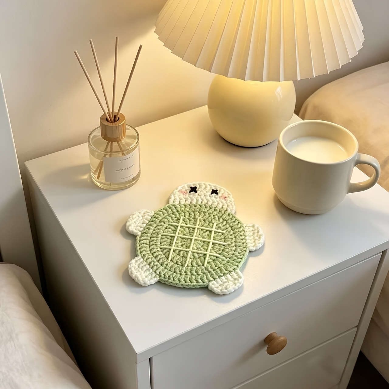 TEMU Sous-verre Tortue Crocheté à pour Décoration - Résistant à la Chaleur pour Table avec Crochet Adorable, Porte-gobelets en Fibre Main pour Mugs