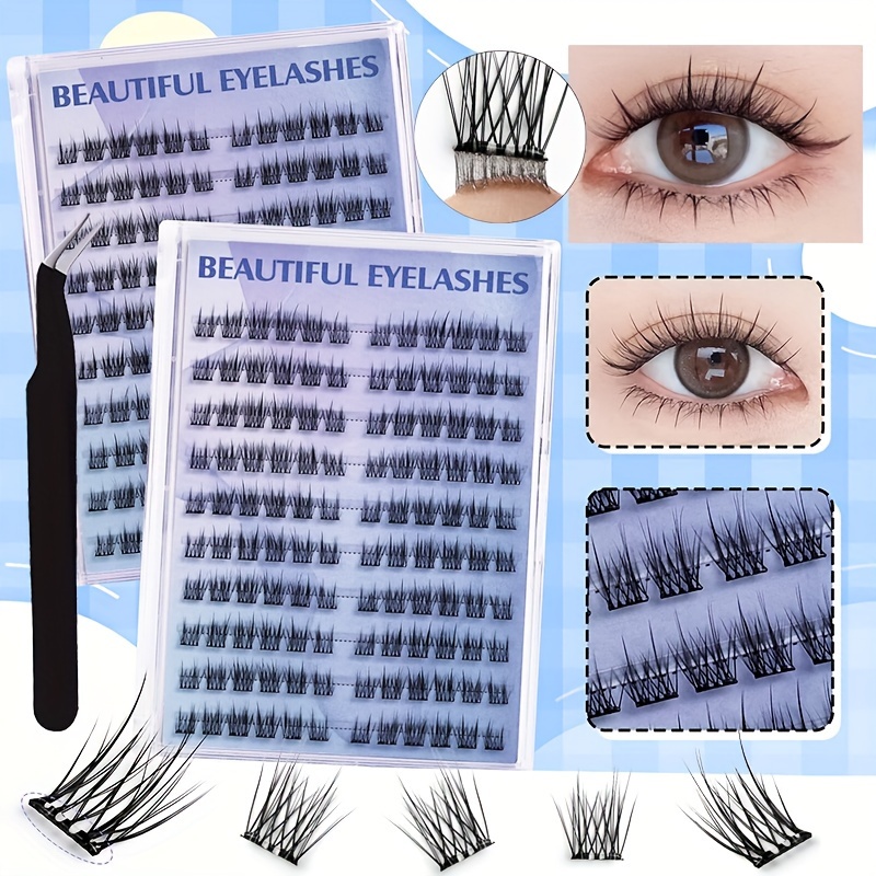 

Easy-apply 120 No-glue Self-adhesive Reusable False Eyelashes - Soft, With Mixed Lengths (10-12mm/13-15mm/6-9mm) & Free Tweezers, Beginners