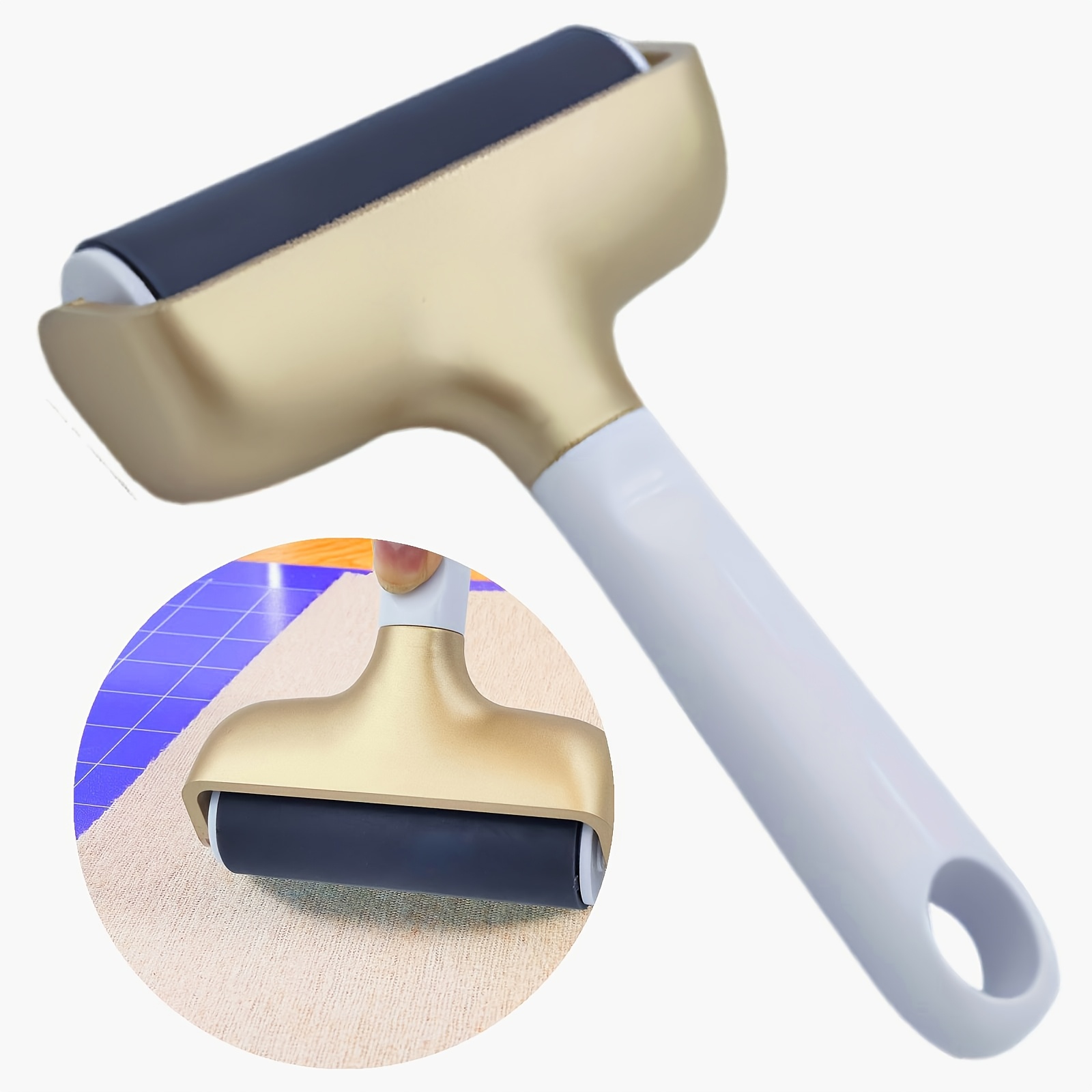 Image of 1pc Golden Vinyl Rubber Roller, Reusable Applicator Reel, Compatible With Maker//joy /silhouette & Brothercrafts Machines For Paper, Fabric & Heat Transfer Projects