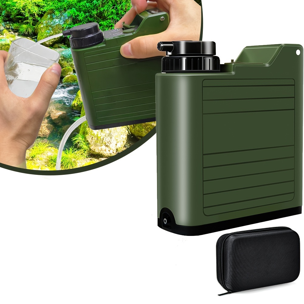 TEMU Electric Portable Water Filter - 0.01 5-stage Water Purifier Survival With Emergency Lighting Water Purification System For Camping Backpacking