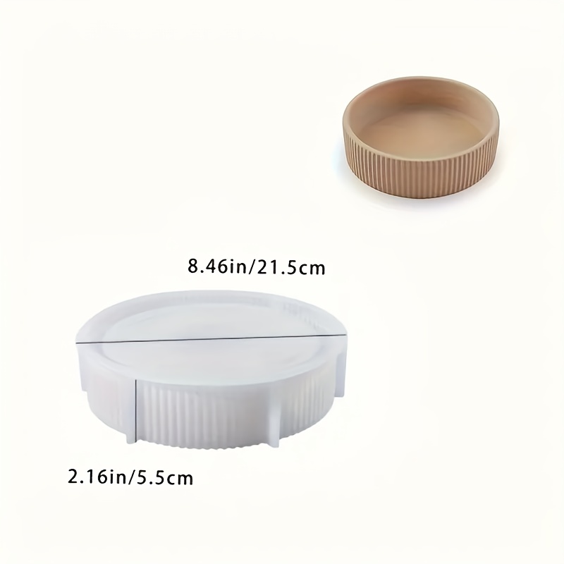 Resin Casting Molds Leuq 1pc Silicone Mold -2 Size Round Striped Storage Bowl Molds For Large Flowerpots, Garden Decoration, Outdoor Potted Plants, Casting Mold, Candlestick Bowl, Cement Mold