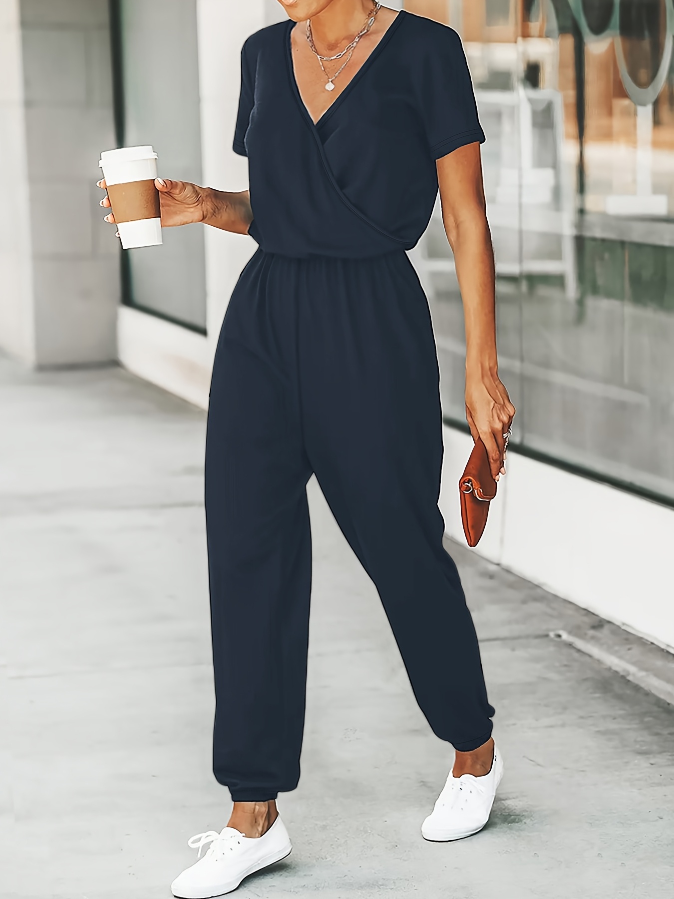 womens elegant v neck jumpsuit season casual formal outfits Temu