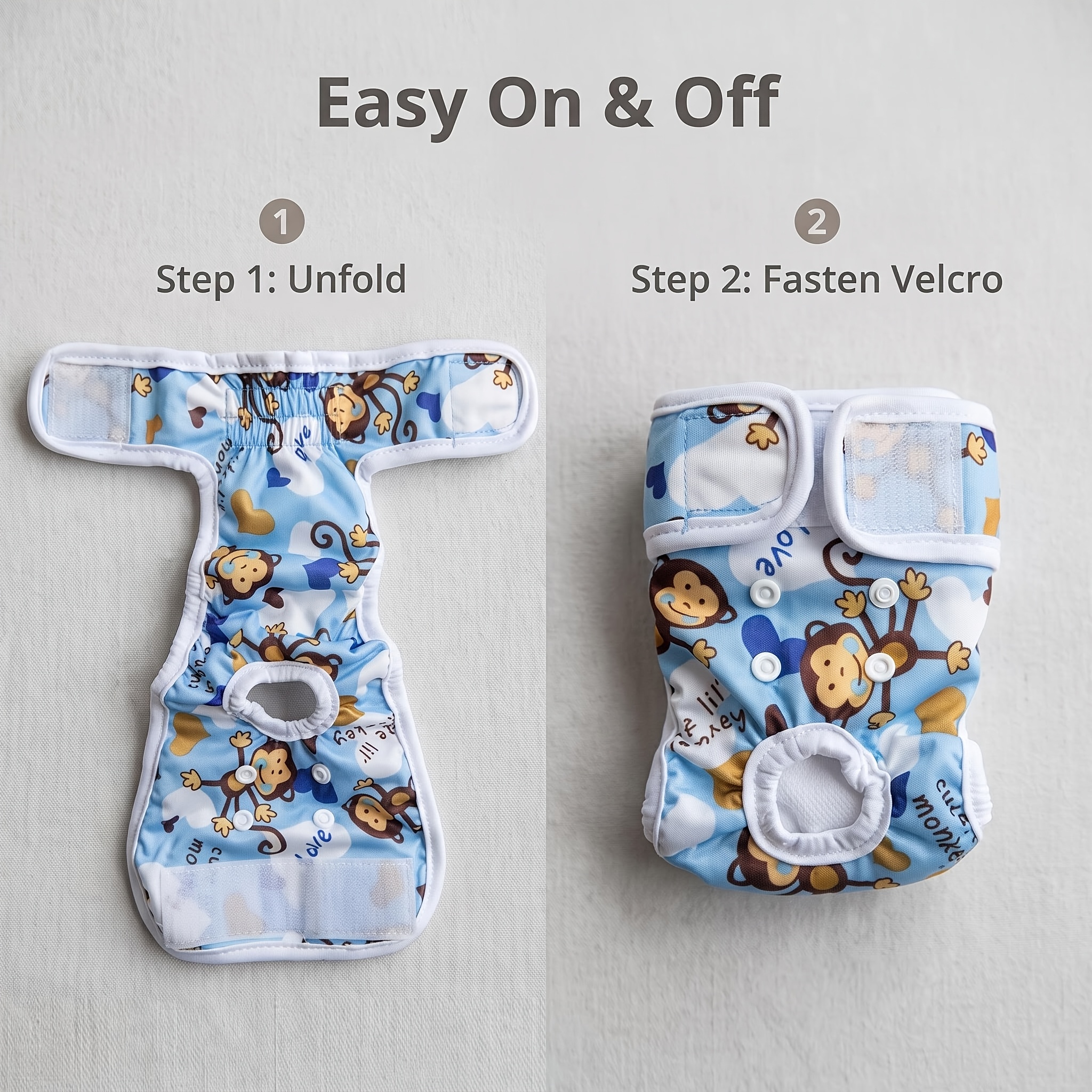 TEMU Reusable Machine Washable Female Dog Diapers, High Absorbency Adjustable Button Waist Soft Pet Sanitary Pants For Small To Medium Dogs