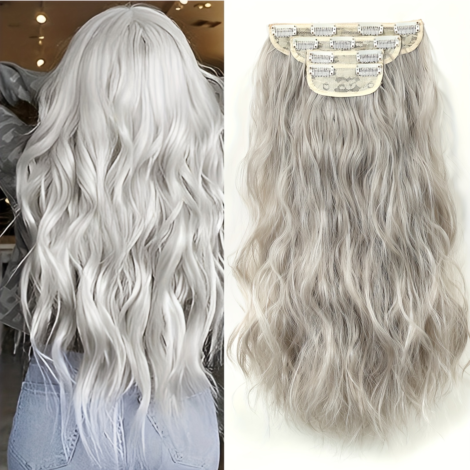 Image of 4pcs Women's 22-inch Long Curly Wig With Water Ripple Waves - -resistant Synthetic Fiber Hair Suitable For, Daily Wear, Photoshoots - Options (blonde,,, )