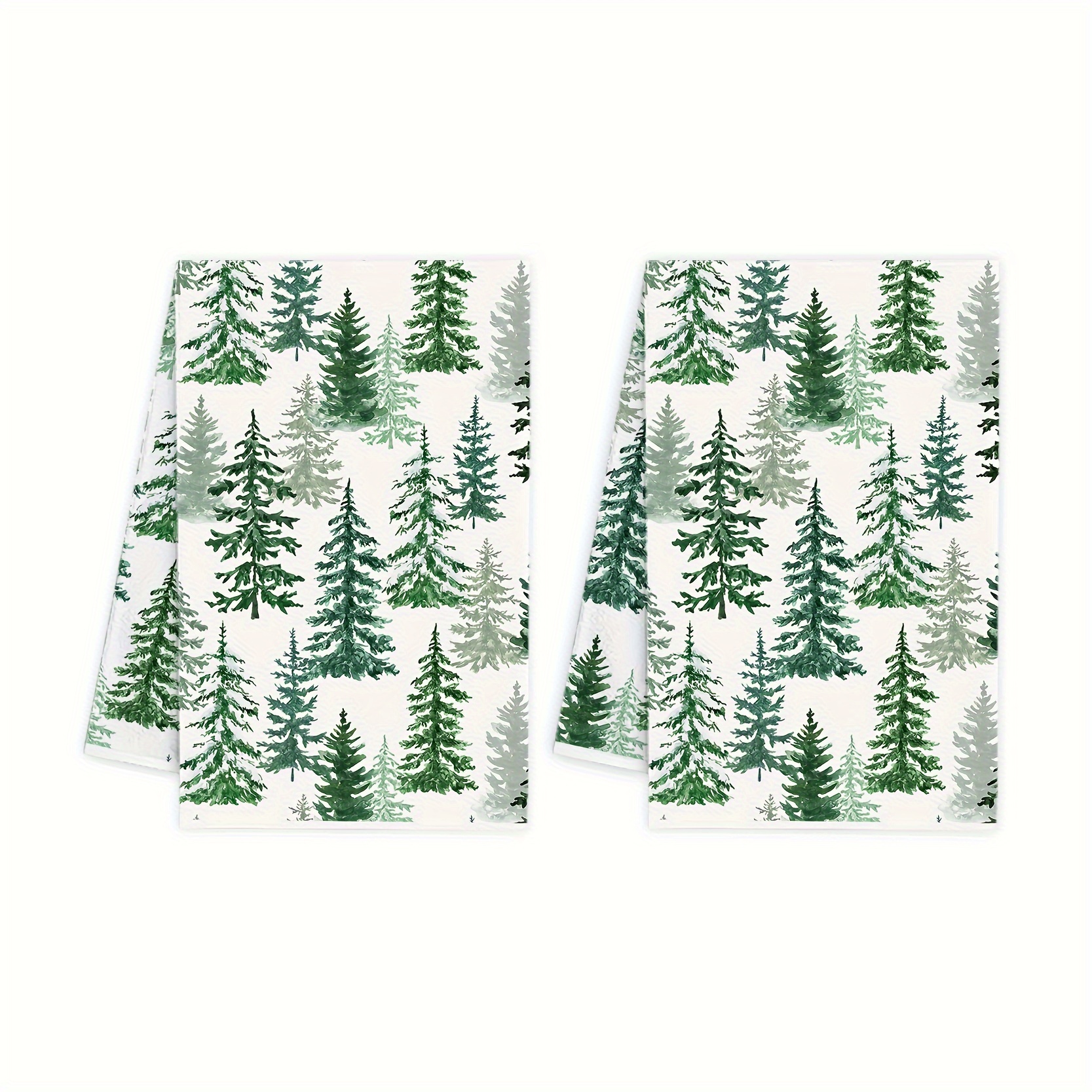 

Vintage-inspired Christmas Tree Kitchen Towel Set, 2-piece Microfiber Dish Cloth, 18x29", Machine Washable, Ultra Fine Knit Fabric, Holiday Decorative Towels With Snowflake Pattern