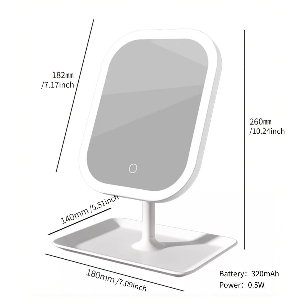 LED Makeup Mirror, Portable Travel Mirror Folding Mirror with Lights, 3 Light Modes, Smart Dimmable Touch Screen, USB Rechargeable, Portable Lighted Beauty Mirror, Travel Vanity Cosmetic Mirror with Lights, Vanity Mirror for Bedroom, Changing Room