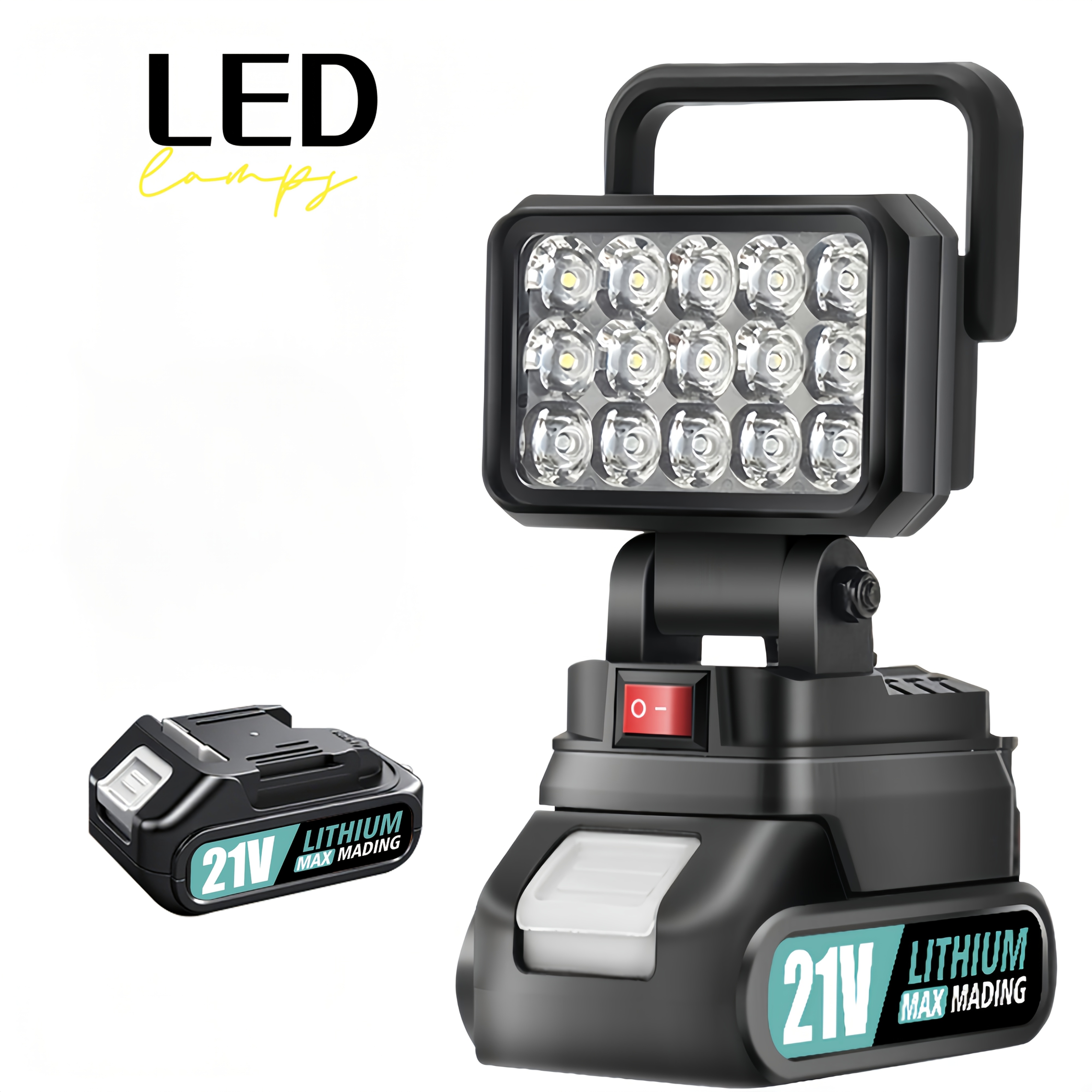 Suitable For Makita, 21v Portable Led Work Light With Adjustable Bracket Outdoor Flashlight Spotlight, Work Light, Site Lighting Workplace Lighting Outdoor Portable Design Camping Car With 1 Battery