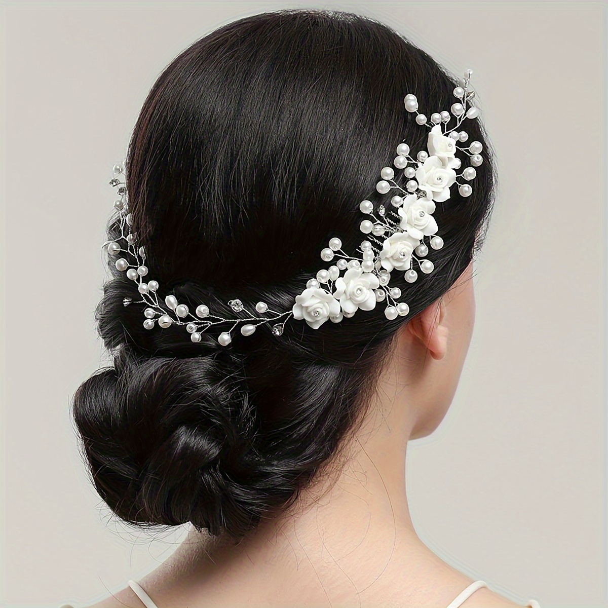 

1pc Pearl Flower Decorative Hair Band, Zinc Alloy, Wedding Hair Accessory For