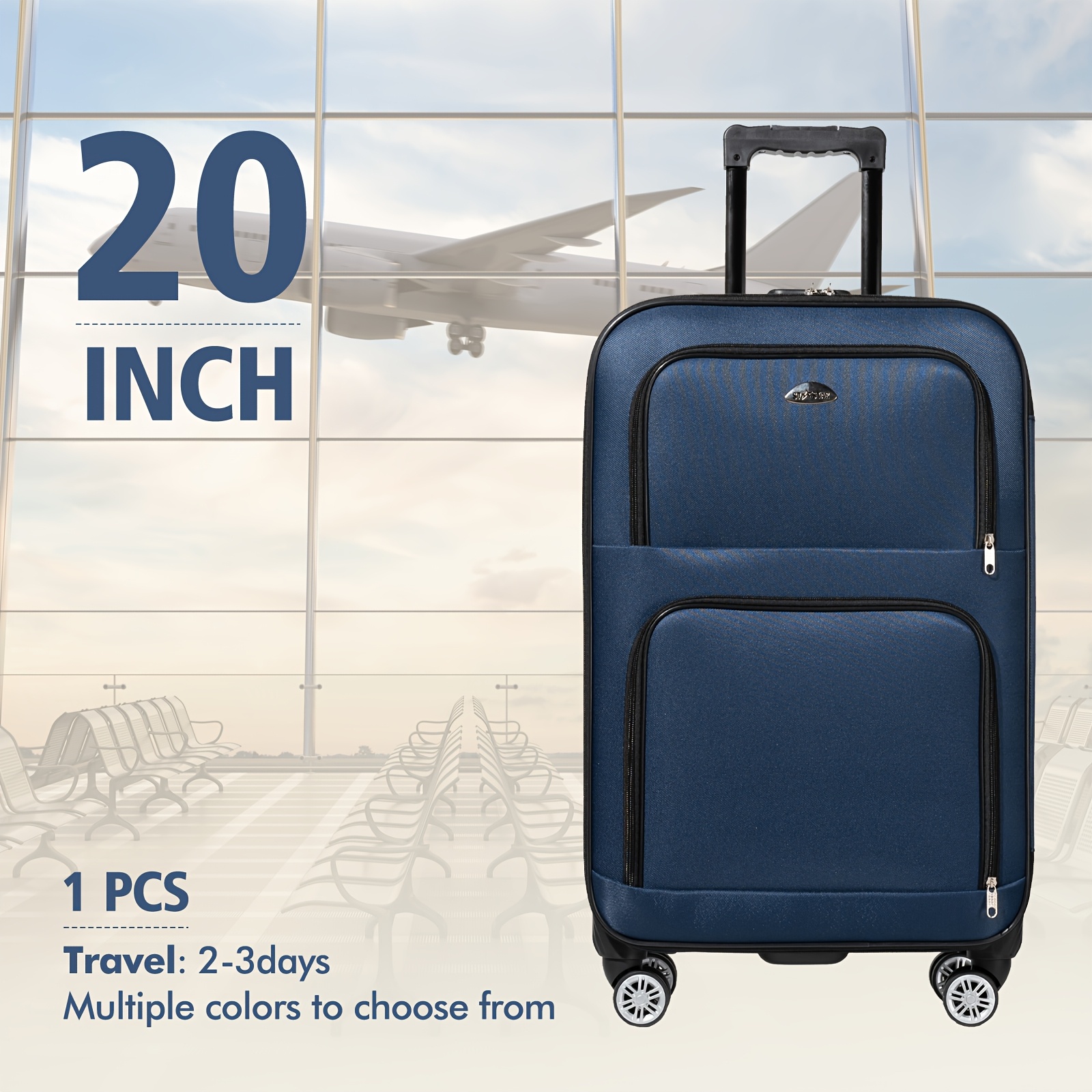 Oxford Carry-on Luggage With Telescopic Handle, 20-inch Travel Suitcases Featuring 360° Universal Wheels, Combination Lock, And Expandable Large Capacity For Trips