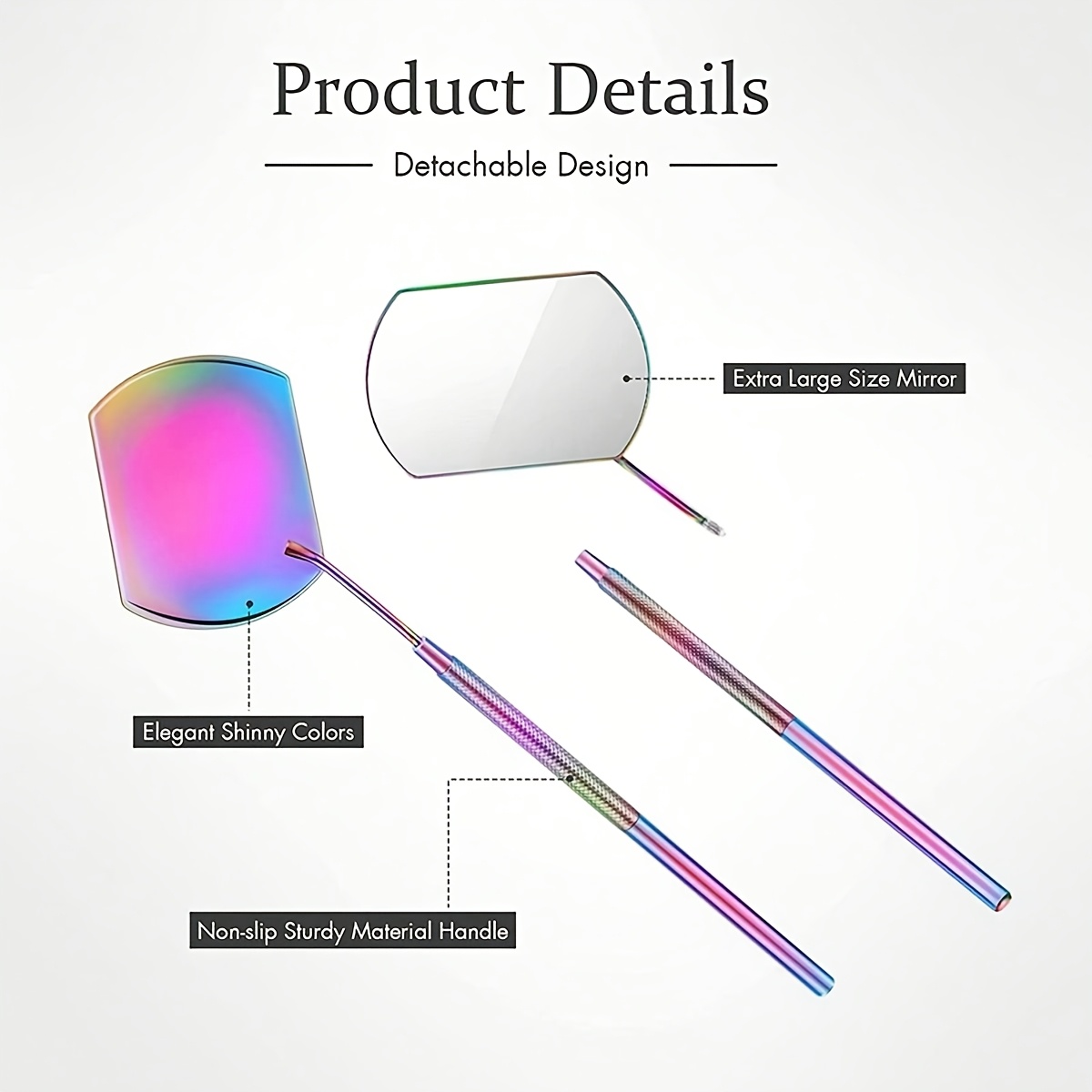 Portable Handheld Stainless Steel Makeup Mirror for Eyelash Extensions
