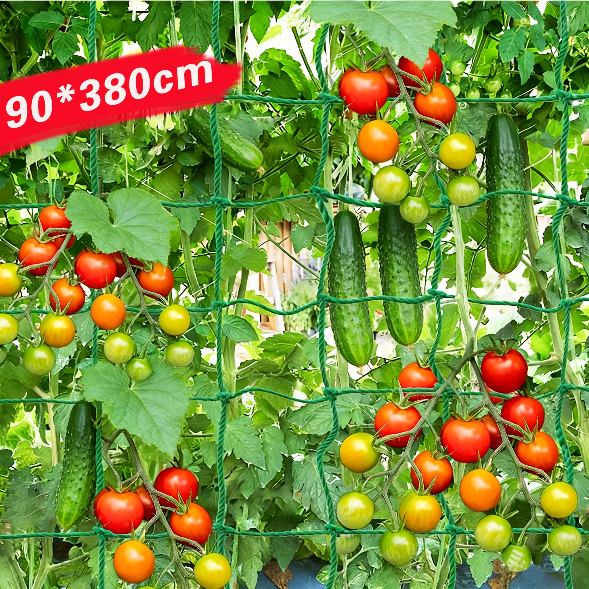 E-shop Garten Pflanzen Kletternetz 380×90Cm/149.6*35.4Inch Gurke Tomate Bohnen Kletternetz Pflanzen Zugnetz Gewächshaus Pflanznetz Anti-Lodging
