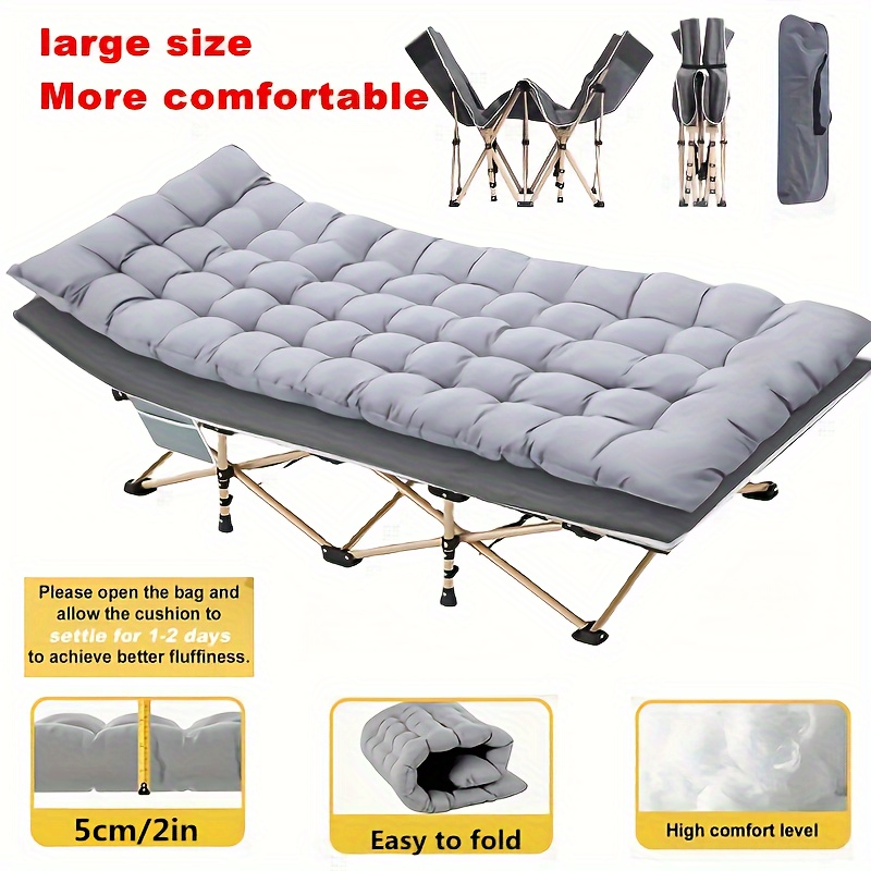 

1pc 75in Folding Bed, Camping Bed Double- Mattress, Portable Bed , And