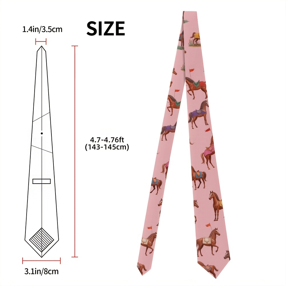 TEMU 1pc, A Minimalist Vintage Equestrian-themed Tie For Men, Made Of Polyester, Easy To , Featuring A Printed Design Perfect For Engagement Dinners,