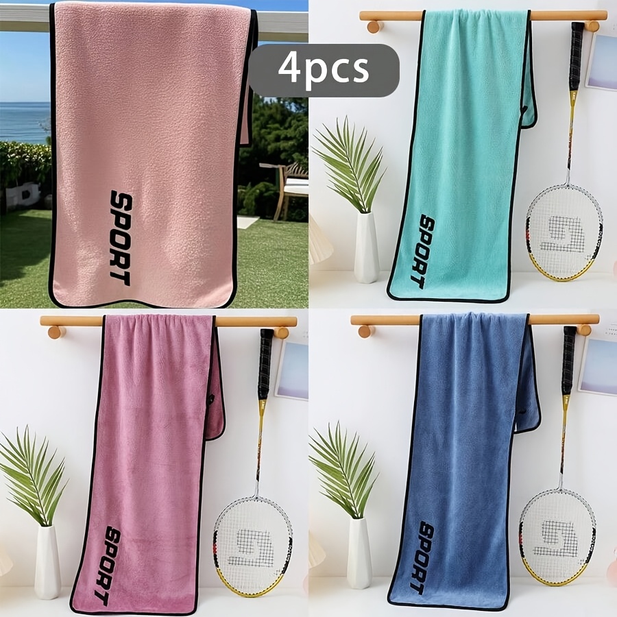 TEMU Lot de 4 serviettes de fitness légères et à séchage rapide en microfibre, adaptées à l'entraînement, à de sport, à la natation et au spa -