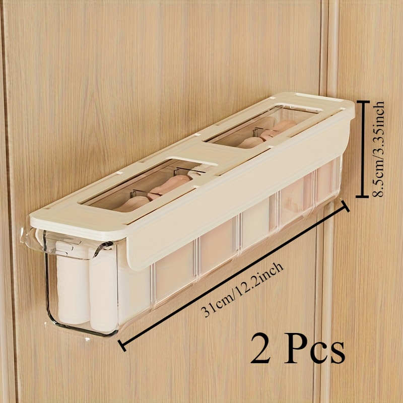 E-shop 2er-Set Socken Aufbewahrungsbox Wandmontierte Schublade Unterwäsche Aufbewahrungsbox, Schranktür Aufbewahrungsbox mit Aufklebern und