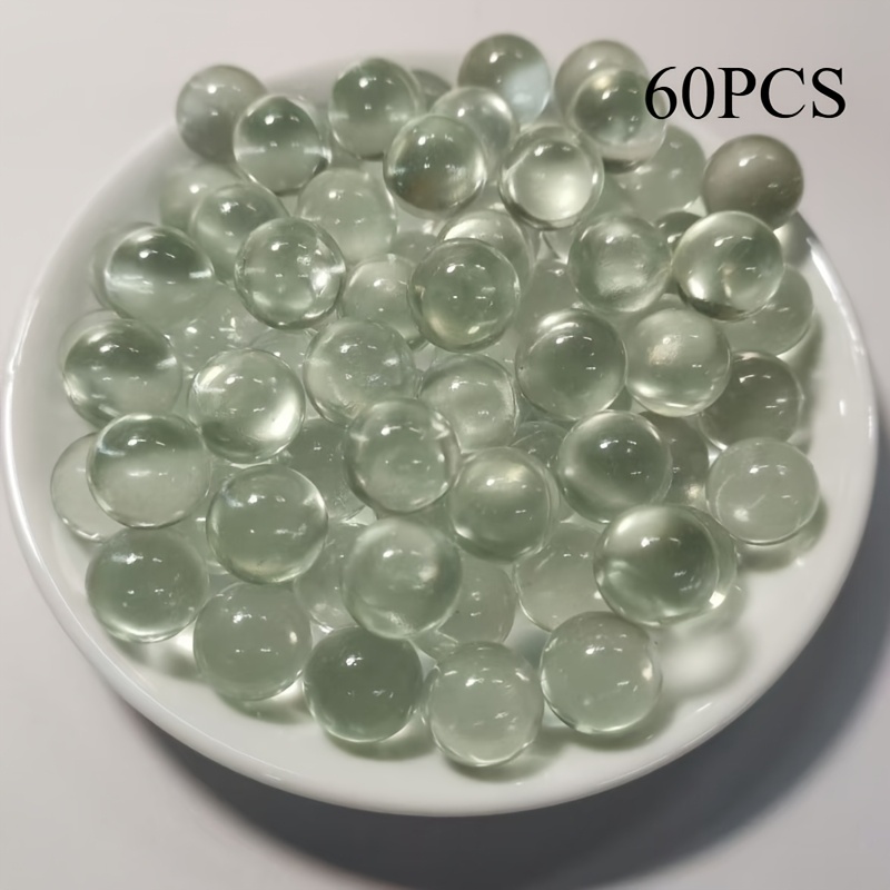 TEMU 60pcs Per Bag, 14mm White Transparent Solid Glass Marbles. Suitable For Fish Tanks, Flower Pots, Glass Bottle Decoration, Courtyard Paving,