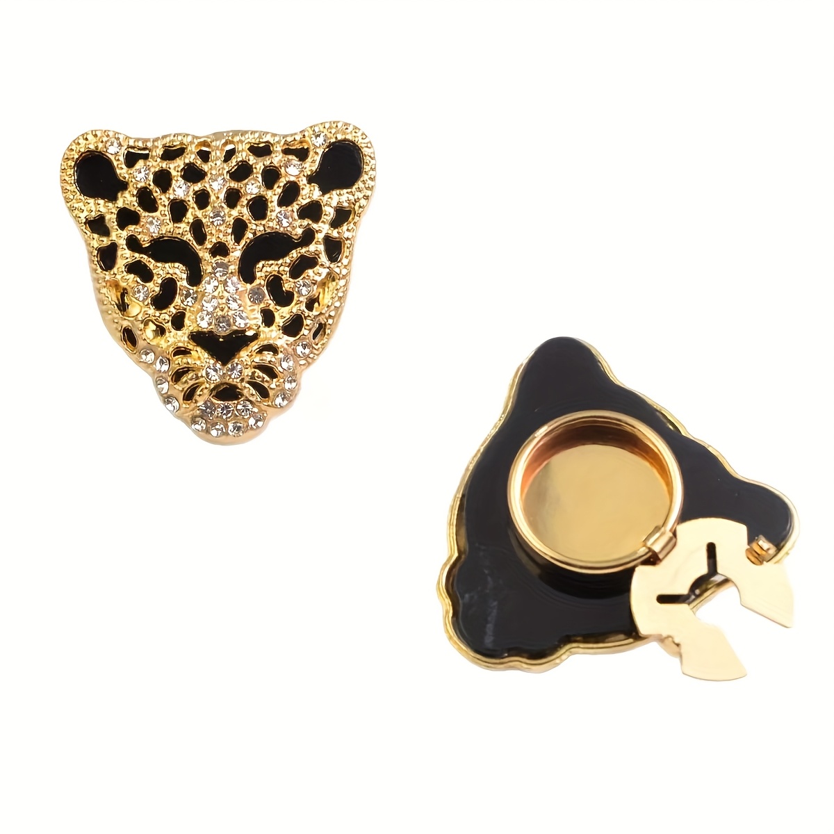 TEMU 2-pack, 2 Colors , Unisex, Golden And Silvery Leopard Head Button Covers. Luxury Shirt And Suit Additions, Men's And Women's Clothing Additions,