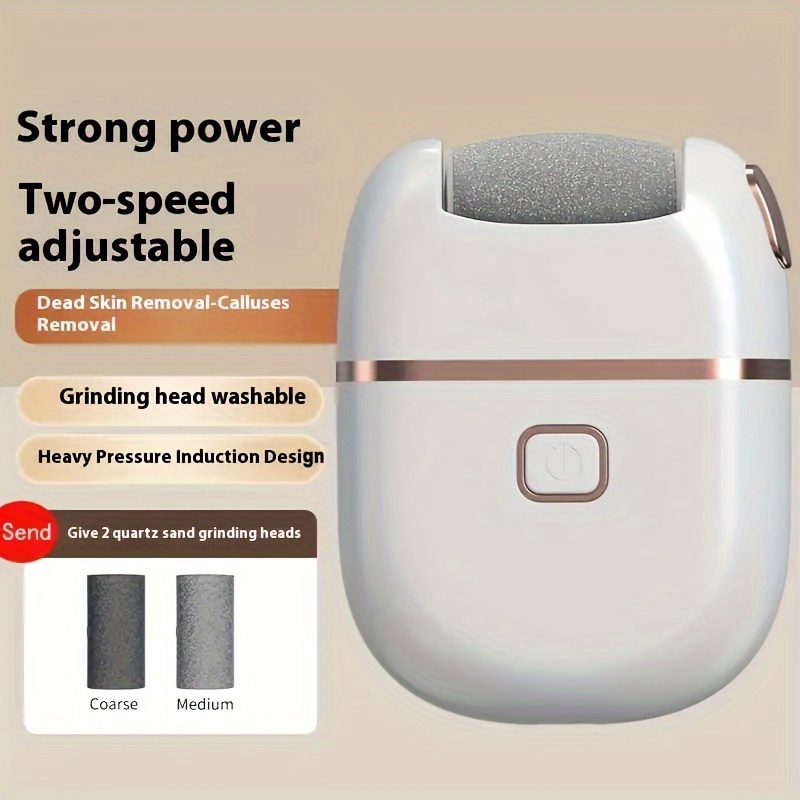 1 rechargeable electric   grinder three replaceable grinding heads for smooth   exfoliation usb charging portable and   care for cracked and dry skin details 4