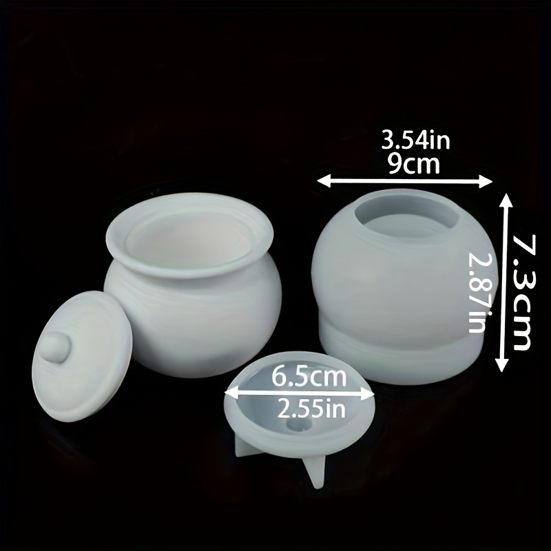Image of Resin Silicone Mold- Box With Lid Concrete Silicone Mould Round Candle Jar Concrete Plaster Resin Candle Container Mould Home Decoration Resin Mould Jar With Lid Candy Jewelry Storage Box Molds