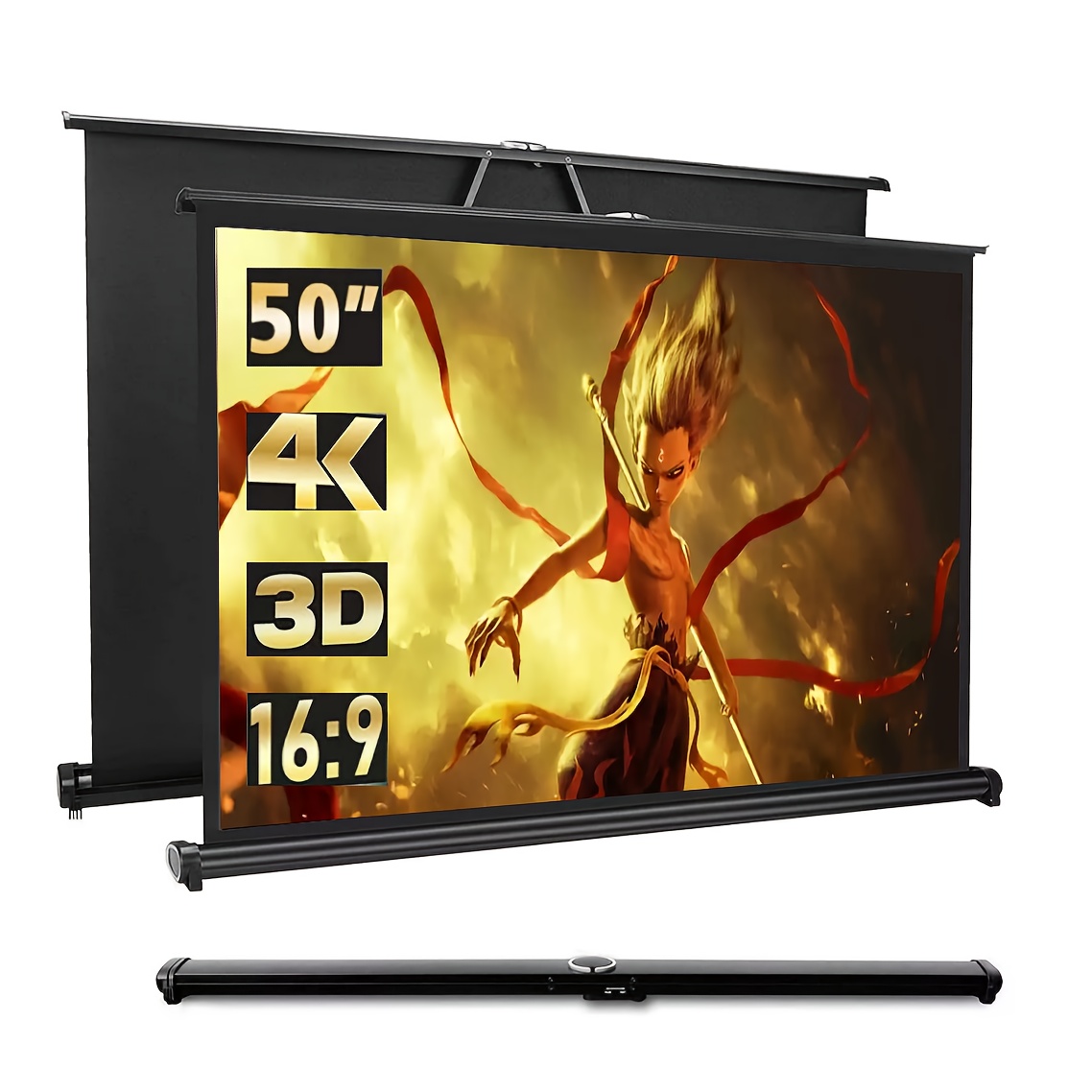 Image of New Portable Mobile 16:9 Projection Screen, 50-inch Foldable Projector Screen, Portable Floor-standing, Manual Telescopic Pull-out, Mobile Movie Screen