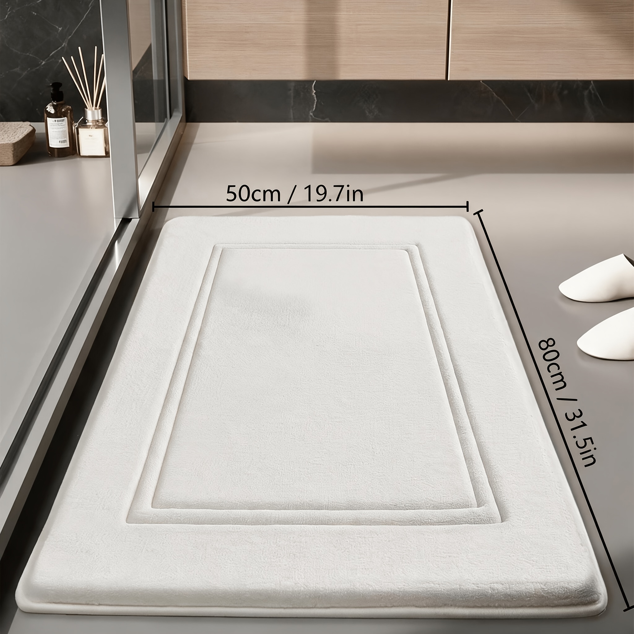 Thickened Flannel Bathroom Mat Solid Color Non-slip Quick-dry Pad Toilet Entrance Home Use Bathroom Foot Mat