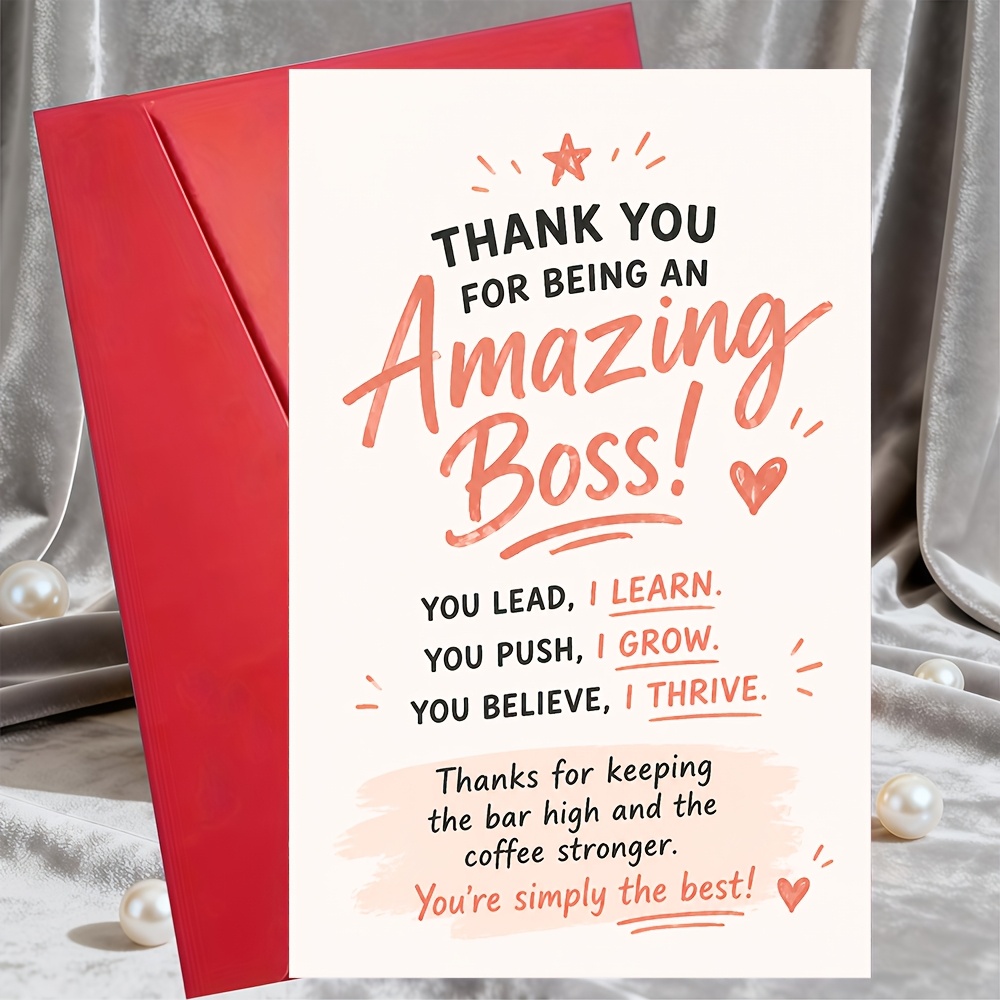 TEMU 1 Greeting Card And 1 Envelope Thank You Greeting Card For Amazing Boss Appreciation Gift For Office Colleagues And Professional For Work