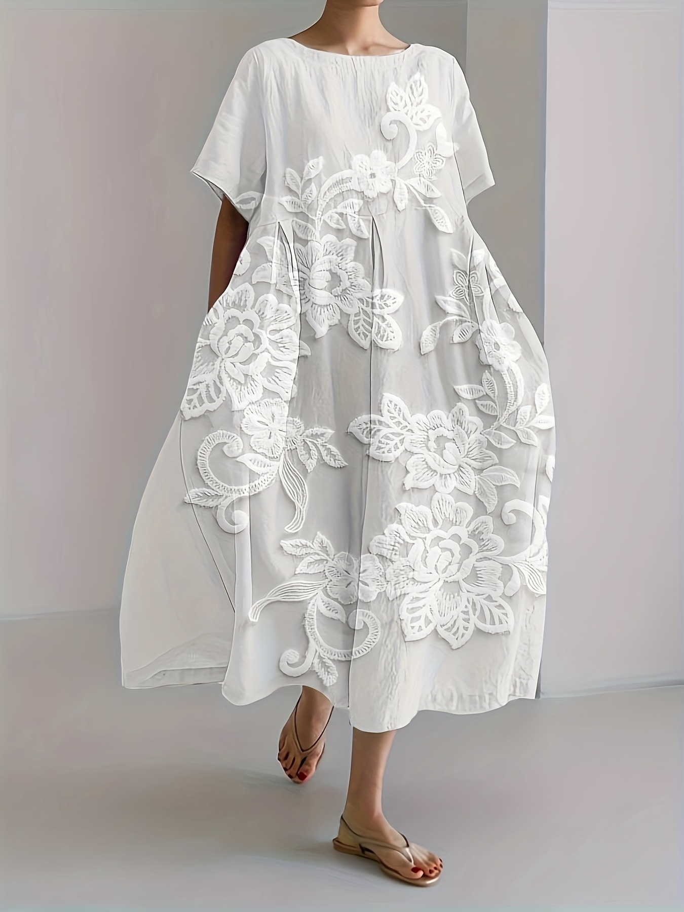 Plus Size White Embroidered Dress Molly White Embroidered Bodice