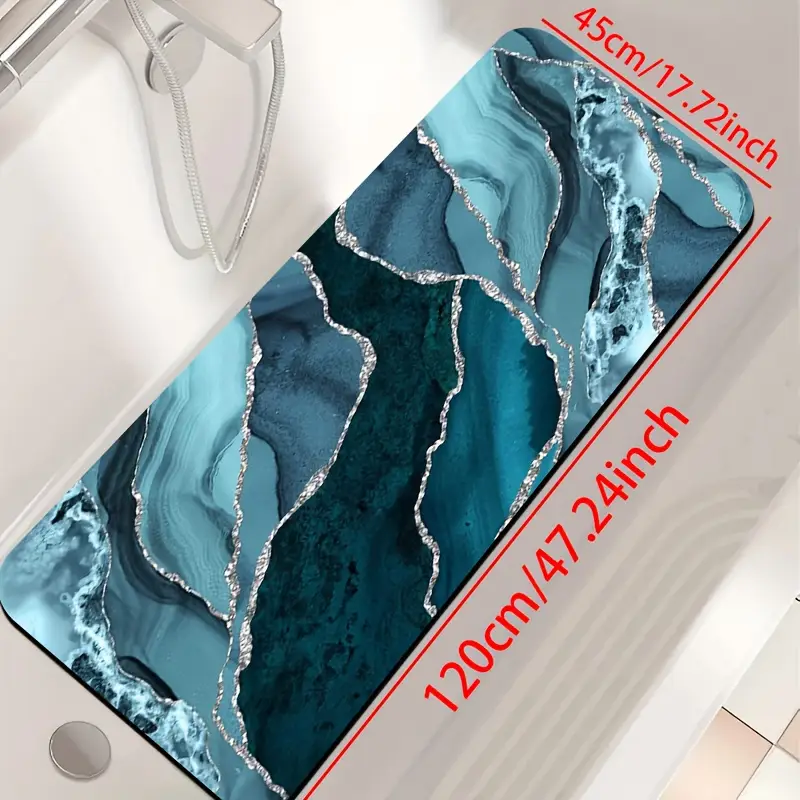 1pc diatomite bath mat with ocean blue and silvery artistic pattern print quick dry non slip absorbent floor mat soft comfortable for bathroom shower laundry room bedroom doorway rv kitchen rug bathroom rugs non slip bathtub mat bath matts for bathroom small bath mat rug bathroom doorway rug shower mat decorative floor mat geometric pattern durable rubber mat absorbent rug household rug floor rug rv owners small Product details 5