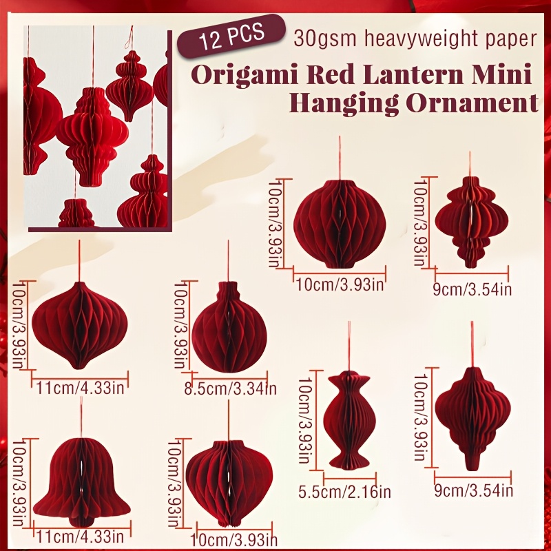 TEMU Mother's Day Decorations - 12pcs Red Paper Party Decorations, 3d Honeycomb Paper Hanging Ornaments, Top Honeycomb Burgundy Decorations, Suitable