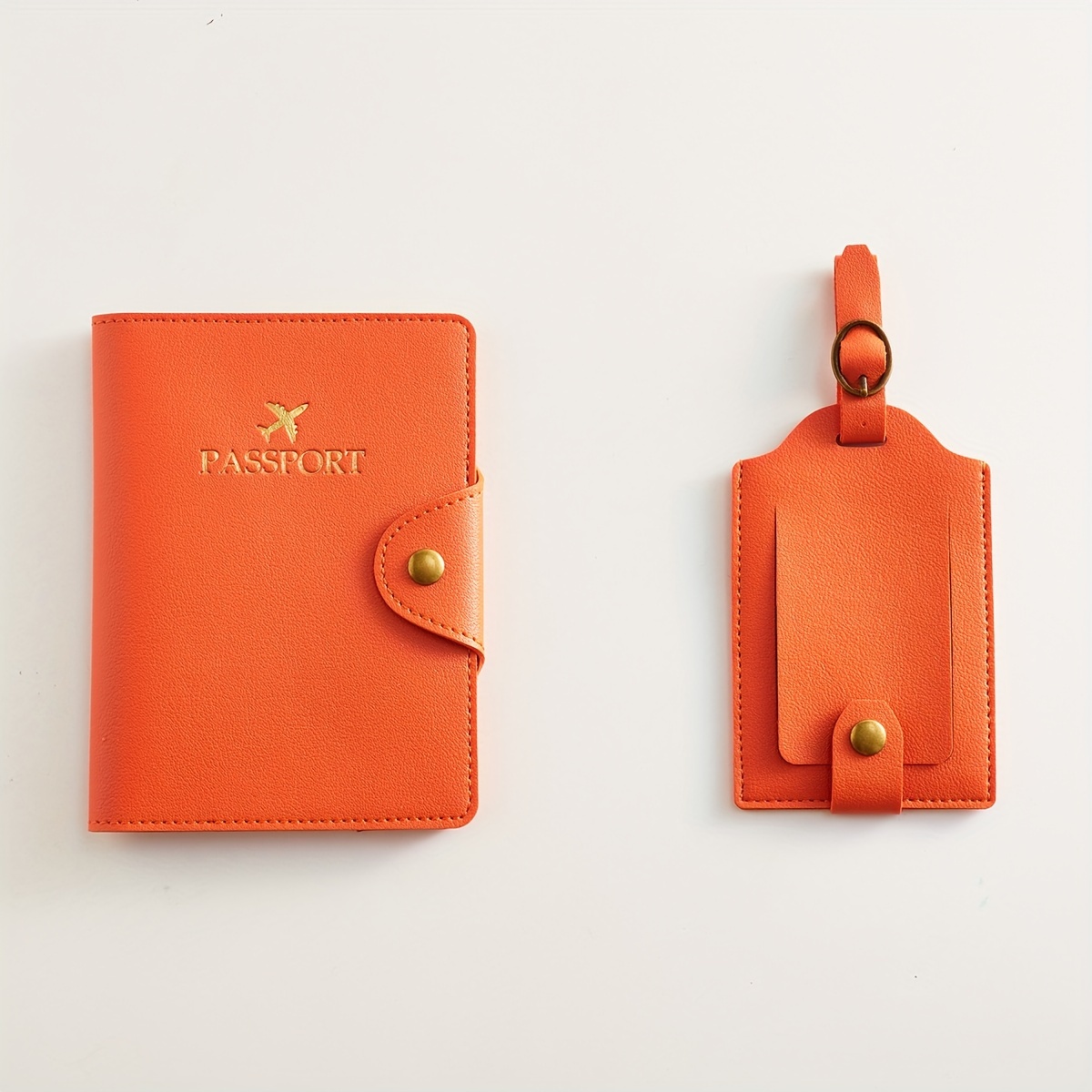 Image of Faux Leather Passport Holder Wallet&card Slot Luggage Tag-faux Leather Card Holder Passport Case Travel Essentials For Family Vacation, Luggage Tag Faux Leather For Women&men Travel Tags
