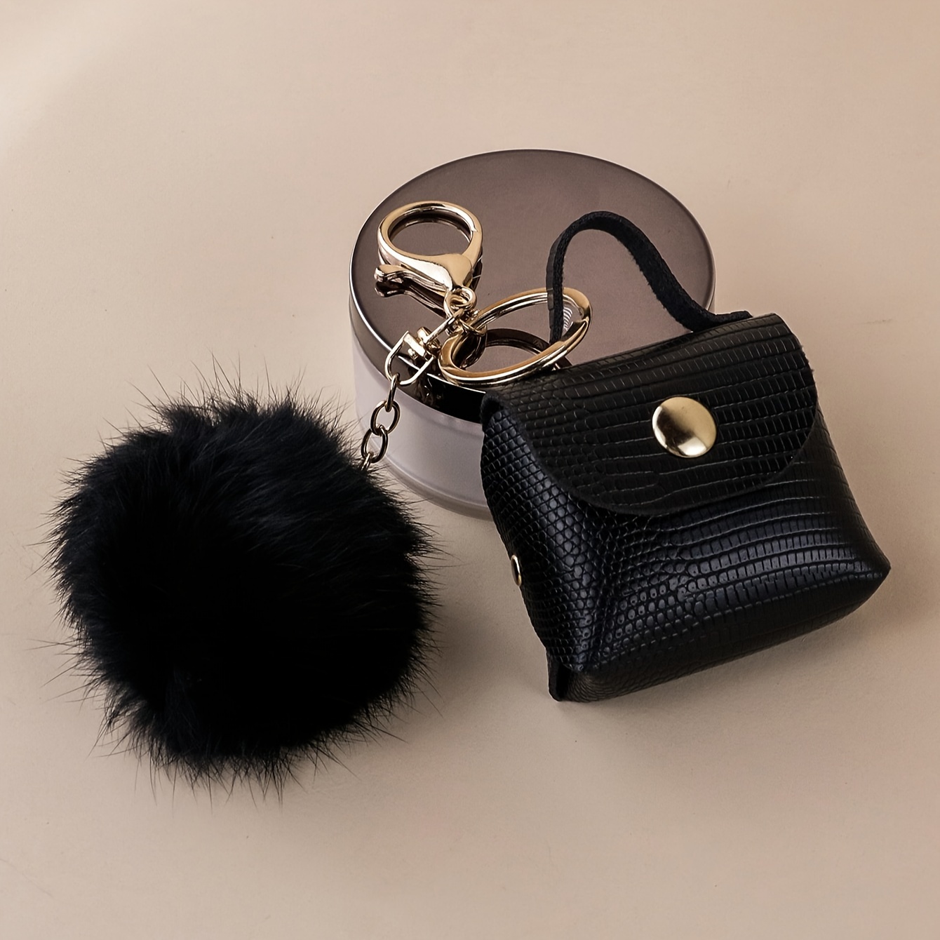 

Chic Women's Mini Bag Charm With Tassel Keychain - Leather, , Fashion Accessory For Bags & Earphones
