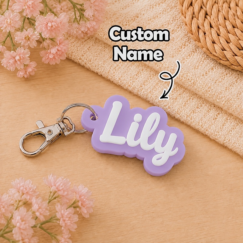 TEMU [customization] 1pc Personalized Name Keychain, Custom Name Back-to-school Backpack Charm, Lunch Box/water Bottle Label, Book Bag Accessory,