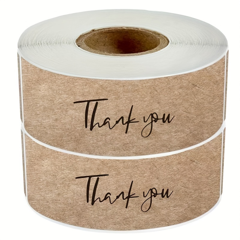 

self-adhesive Thank You Stickers For Gifts - Rectangular Kraft Paper Labels, Customer Appreciation Sealing Tags For Baking Packaging & Business Packaging Supplies