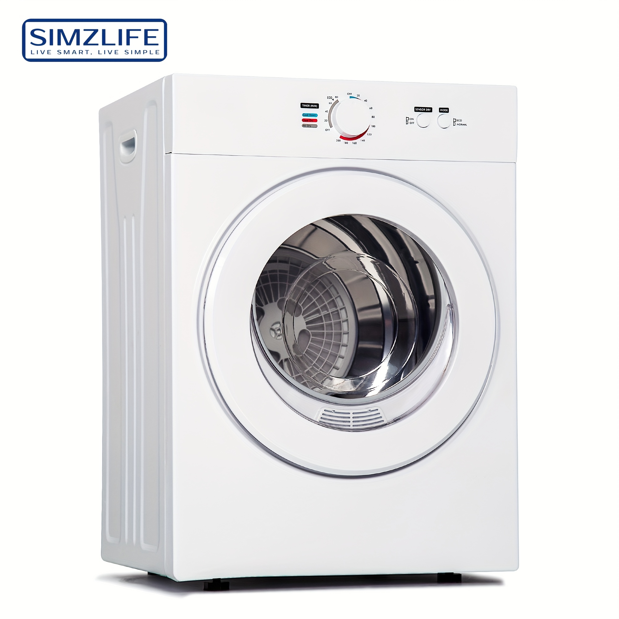 

Compact Dryer 1.8 Cu. Ft. Portable Clothes Dryers With Exhaust Duct With Stainless Steel Liner 4 Small Dryer Machine, Suitable For Apartments, Dorm, Rvs, White