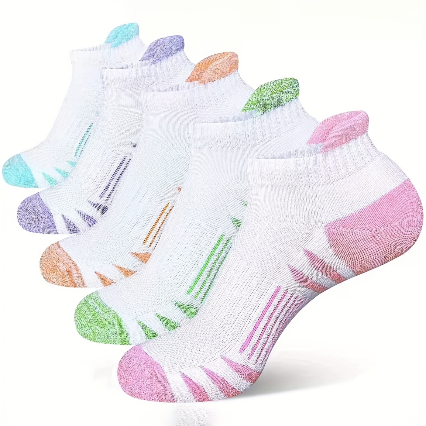 TEMU Comfortmax 5/15pcs Ankle Socks - Breathable, Cushioned Athletic Liners With Arch Support & Low-cut Design For Running & Casual Attire