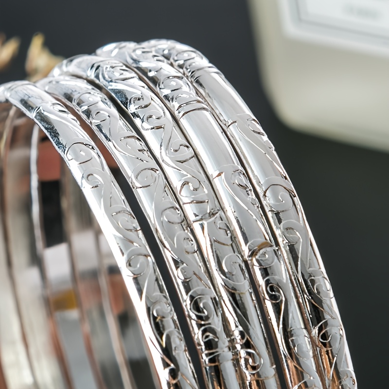 5pcs Unisex Stainless Steel Bangle Set, Fashionable Gift