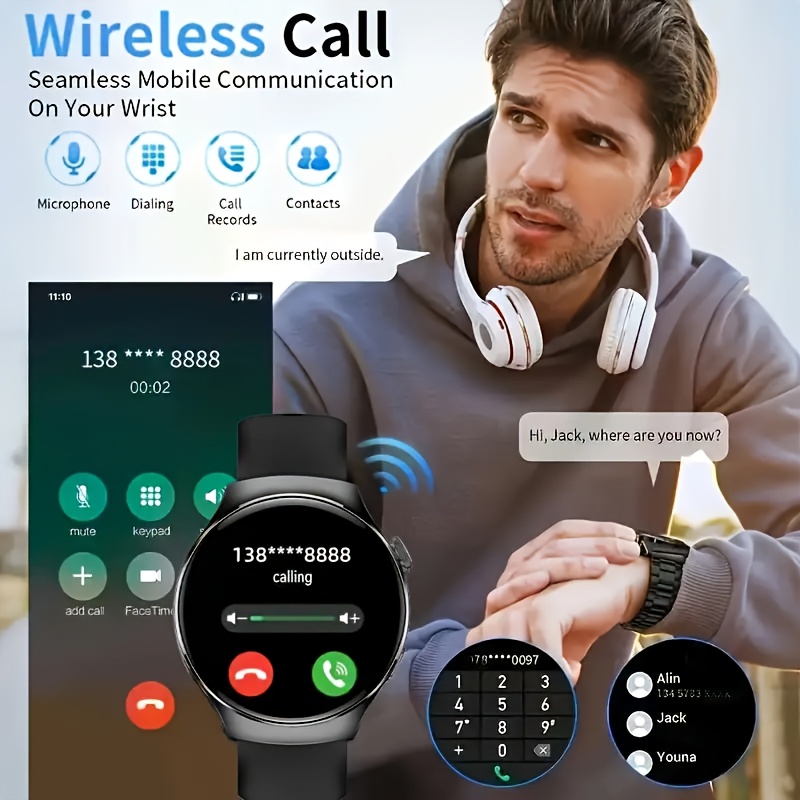 Valentine'S Day Gift - a Popular New Silicone Strap Smartwatch, Suitable for Both Men And Women, Capable of Making/Receiving Calls, Step Counting, Calorie Tracking, Multiple Sports Modes, Remote Camera Control, Music Playback, Alarm Reminders