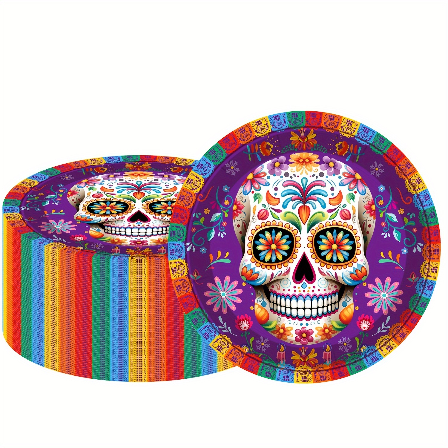 

40pcs Vibrant Sugar Party Plates Set - & Halloween Celebrations, Paper Dessert Plates For Themed Parties &