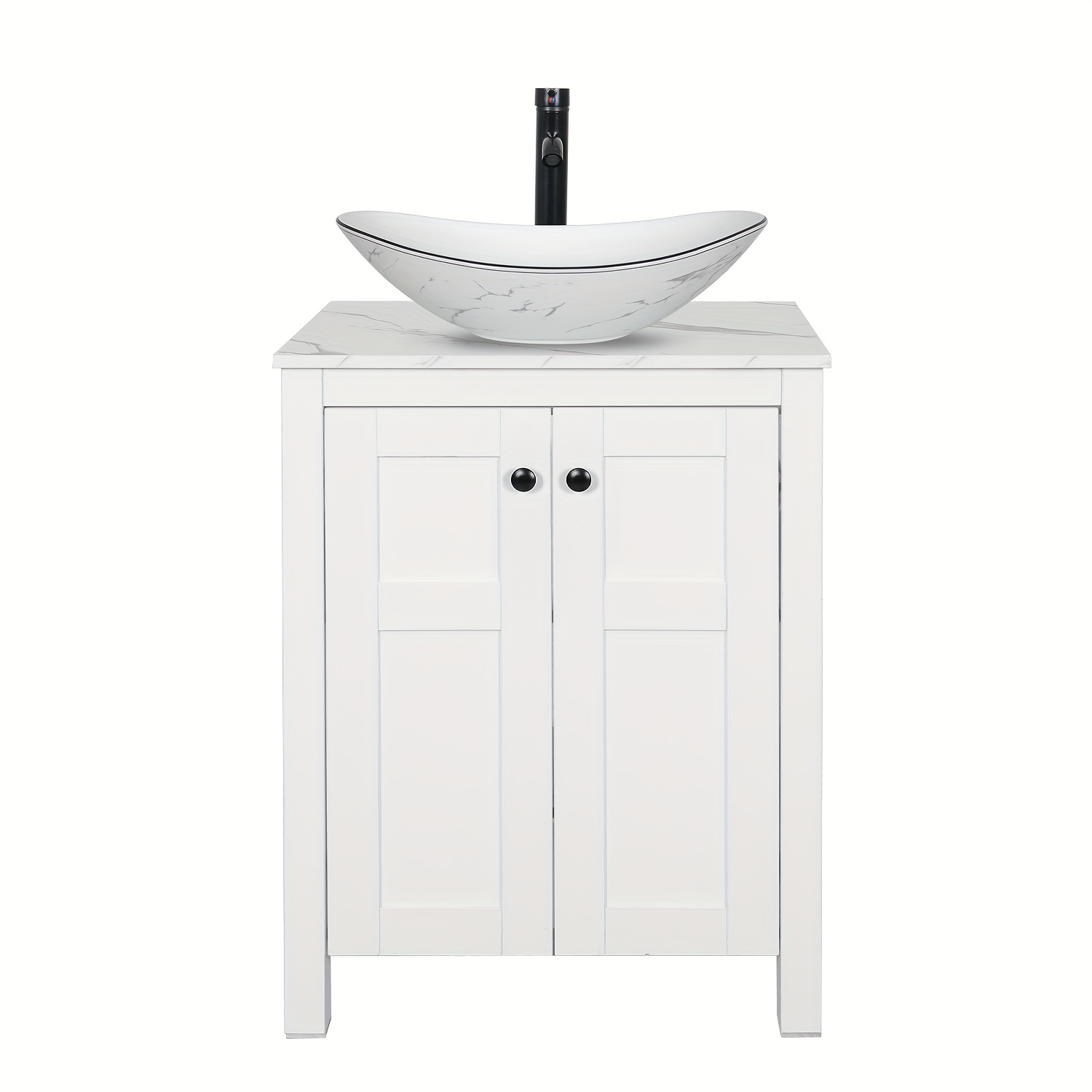 24-Inch Traditional Pedestal Bathroom Vanity - Elegant Standing Cabinet with Sink