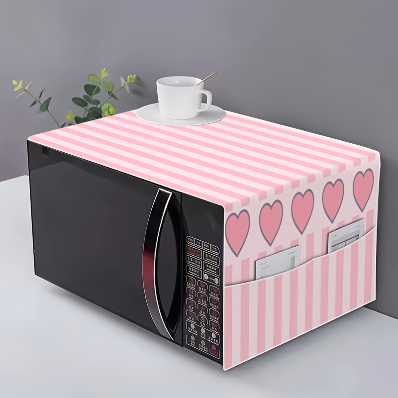 TEMU Jit1pc Copertura Stampata per Frigorifero con Sacca Portaoggetti, Copertura per Frigorifero in Stile e , Rosa e Bianche con Motivo a Cuore, e ,