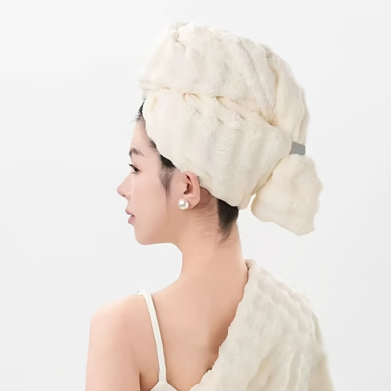 TEMU Bonnet de séchage de cheveux grande taille à queue large, bonnet de bain super absorbant à séchage rapide pour femmes, serviette turban