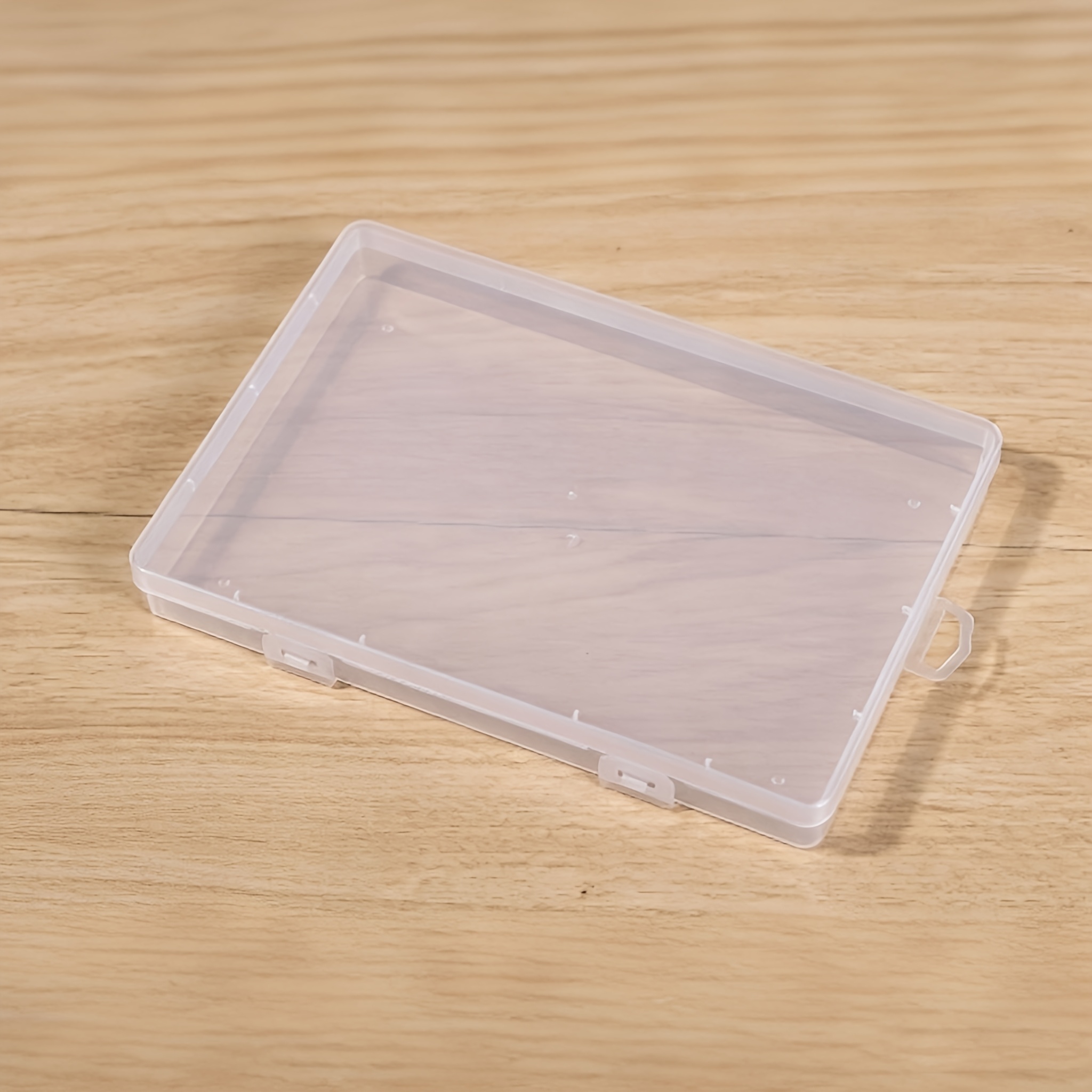 TEMU Transparent Plastic Storage Box With Lid, Lightweight And Thin Clear Organizer Container, 18.5×13×2.3cm Portable Small Case, Suitable For Sliced