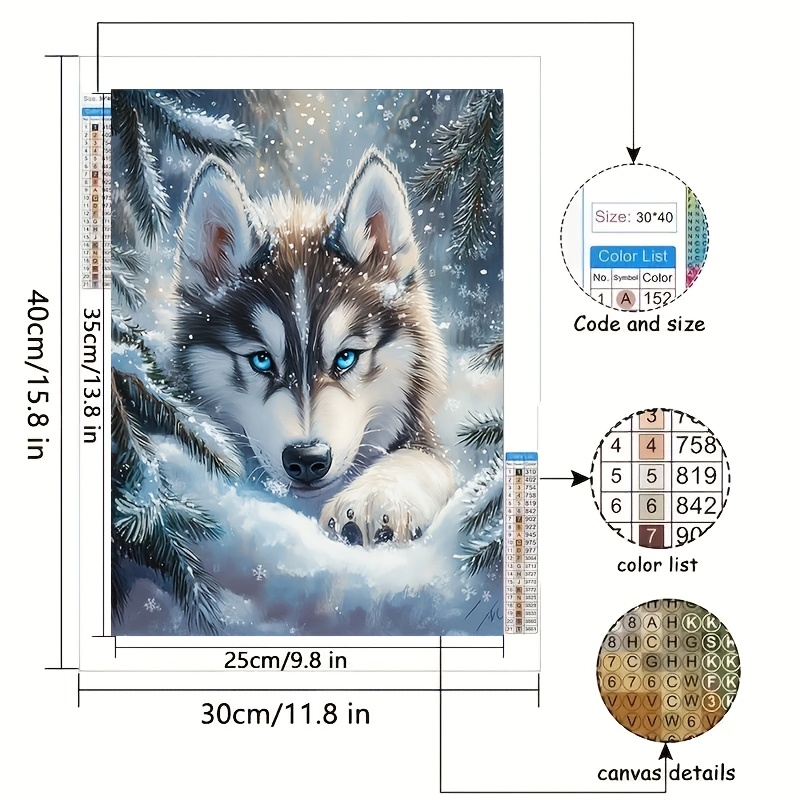 DIY Diamant-Malerei Set „Wölfe Der Jahreszeiten“ – 30x30 Cm, Mit Runden Diamanten, Leinwand & Werkzeug, Vollbohrer