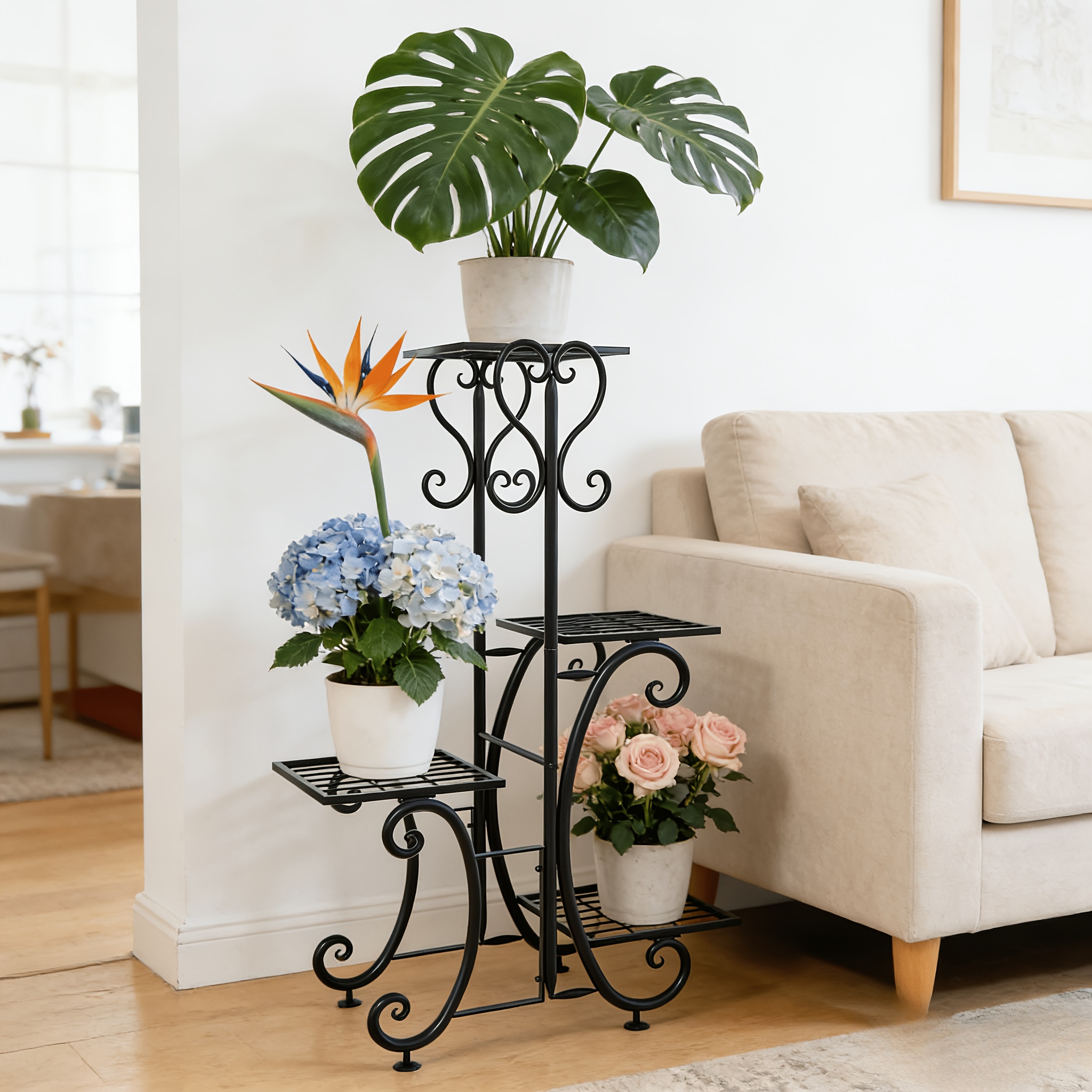 4 6 tiers indoor metal plant stand flower shelf outdoor metal plant rack for multiple plants plant flower holder for patio   room balcony bedroom