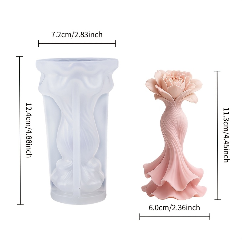 E-shop Harzgussformen, 3D Blumenrock Silikonform, Elegantes gewelltes Rockdesign, Glatte Linien und klare Details, Wiederverwendbar für Kerzen, Harz,