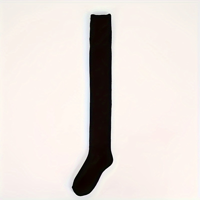 Girls Simple Cotton Black White Long Tube Thigh High Socks - Temu